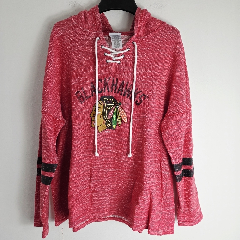 Nhl Chicago Blackhawks Red Drawstring Pullover Hoodie